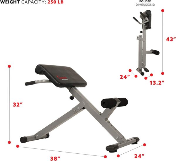 Sunny Health & Fitness Foldable Hyperextension Roman Chair w...