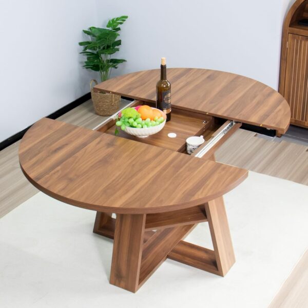 43.3in-59in Extendable Round Dining Table for 4-8,Modern Kit...