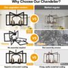 25" Modern Black Chandelier for Dining Room (6-Light, 25-Inc...