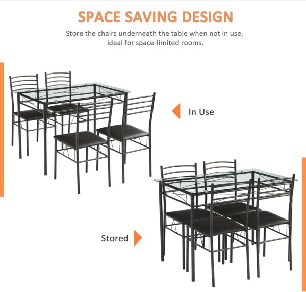 VECELO Kitchen Dining Table and Chairs Set for 4, Padded Sea...