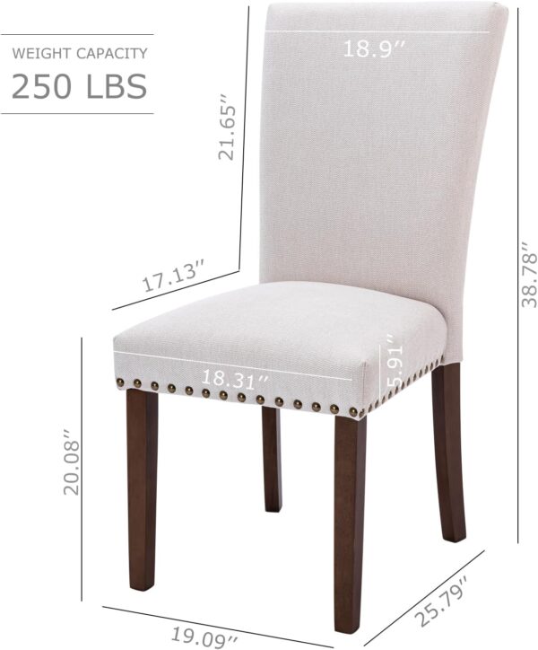 COLAMY Upholstered Parsons Dining Chairs Set of 4, Fabric Di...