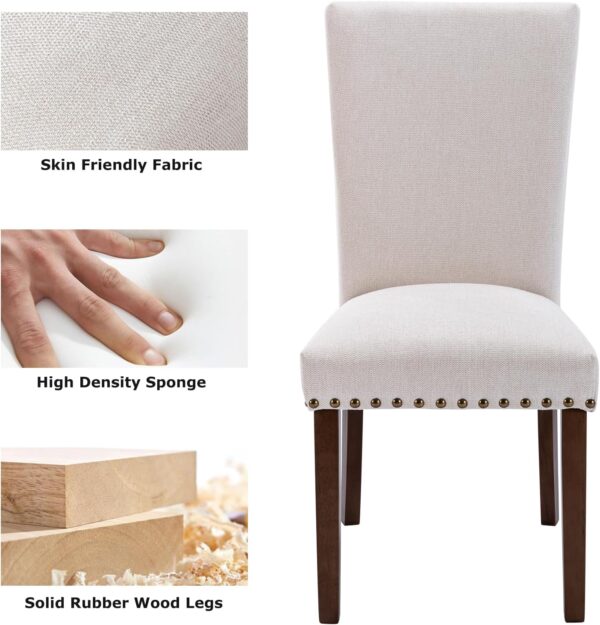 COLAMY Upholstered Parsons Dining Chairs Set of 4, Fabric Di...