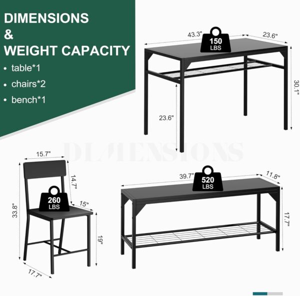 Shintenchi Kitchen Table Chairs Set of 4, Dining Table Set f...