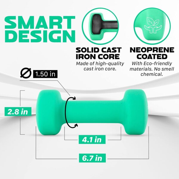 Yes4All Neoprene Coated Dumbbell Hand Weight Sets of 2 - Mul...