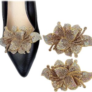 2Pcs Fabric Stereoscopic Flower 3.54*2.44inch Rhinestones Sh...