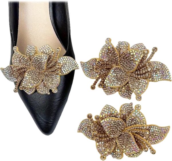 2Pcs Fabric Stereoscopic Flower 3.54*2.44inch Rhinestones Sh...