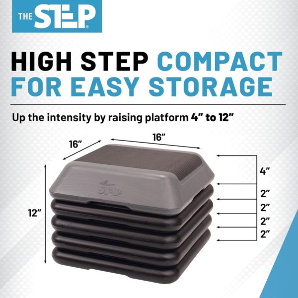 The Step Adjustable High Step Aerobic Platform with 4 Risers...