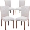 COLAMY Upholstered Parsons Dining Chairs Set of 4, Fabric Di...