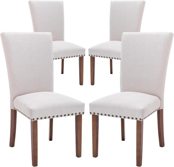 COLAMY Upholstered Parsons Dining Chairs Set of 4, Fabric Di...