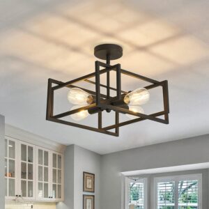 ZGLAOJT 4-Lights Close to Ceiling Light，Black Light Fixture ...