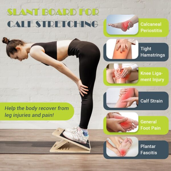 Slant Board for Calf Stretching, Adjustable Portable Wooden ...
