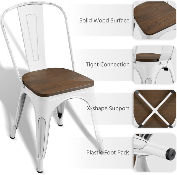 Yaheetech 18 Inch Classic Iron Metal Dining Chair with Wood ...