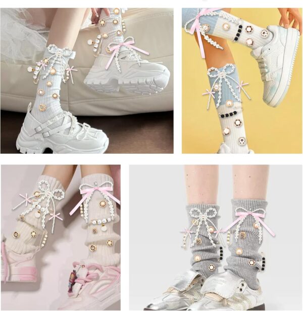28Pcs Shoe Charms for Sneakers Bow Shoe Lace Charms Junk Soc...