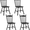 LUE BONA Black Dining Chairs Set of 4, Windsor Wooden Dining...