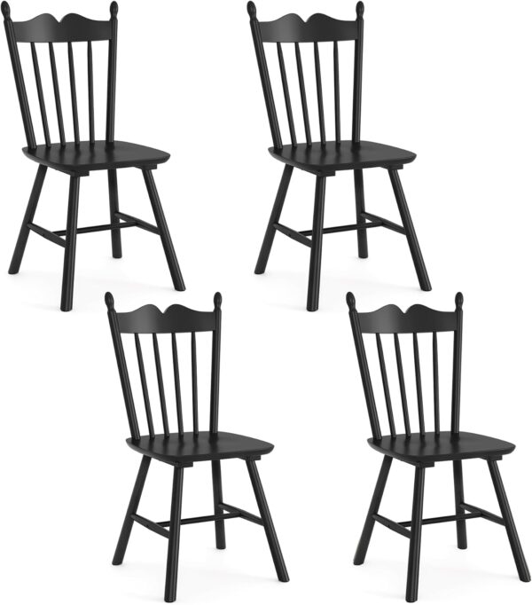 LUE BONA Black Dining Chairs Set of 4, Windsor Wooden Dining...