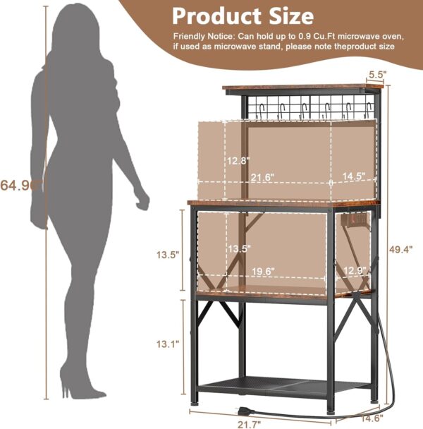 Furologee Kitchen Bakers Rack with Power Outlet, Microwave O...