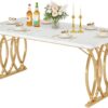 Tribesigns Modern Dining Table, 63" Large Kitchen Table for ...
