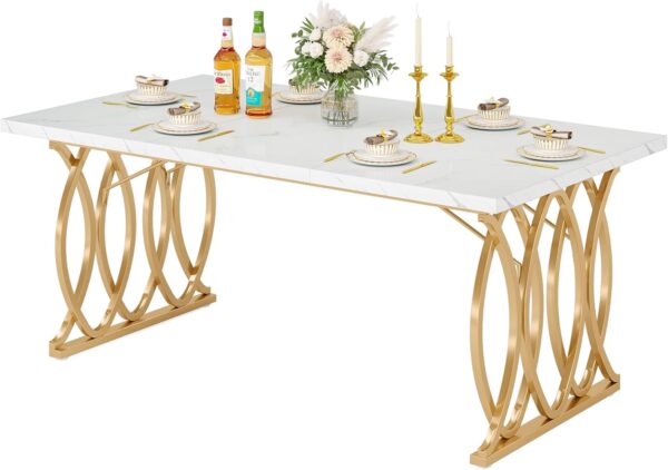 Tribesigns Modern Dining Table, 63" Large Kitchen Table for ...