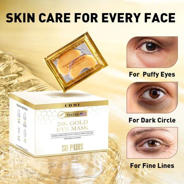CHMI Under Eye Patches (50 Pairs) - 24K Gold Eye Patches for...