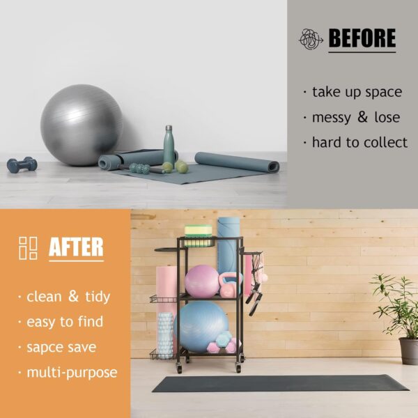 LIANTRAL Yoga Mat Storage Rack - Metal Gym Organizer for Yog...