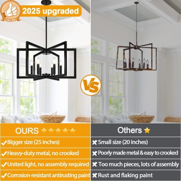 25" Modern Black Chandelier for Dining Room (6-Light, 25-Inc...