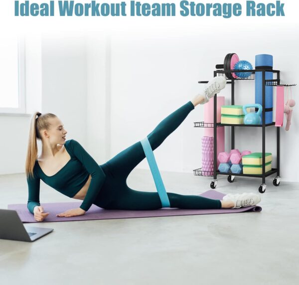 LIANTRAL Yoga Mat Storage Rack - Metal Gym Organizer for Yog...