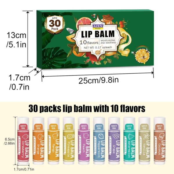 AZEN 30 Pack Lip Balm, Natural Lip Balm Bulk, Lip Care Produ...