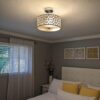 DLLT Flush Mount Ceiling Light: Modern 3-Light Brushed Nicke...