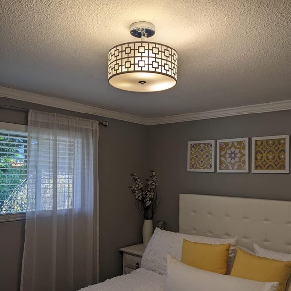 DLLT Flush Mount Ceiling Light: Modern 3-Light Brushed Nicke...