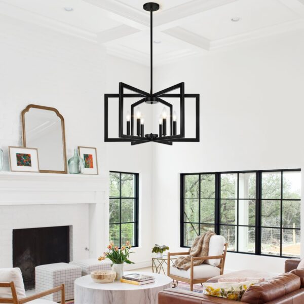 25" Modern Black Chandelier for Dining Room (6-Light, 25-Inc...
