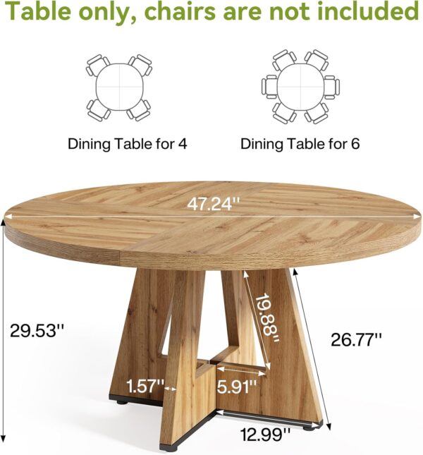 LITTLE TREE Round Dining Table for 4-6 People, 47 Inches wit...