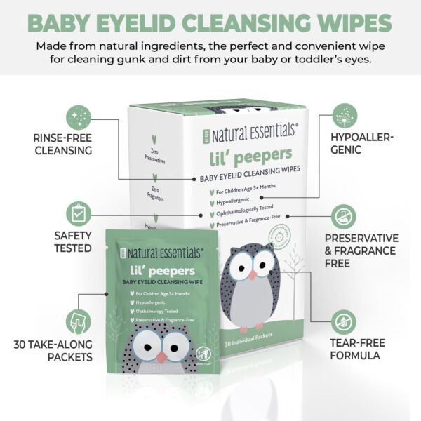 Lil' Peepers Baby Eye Wipes and Eyelid Cleanser, Preservativ...