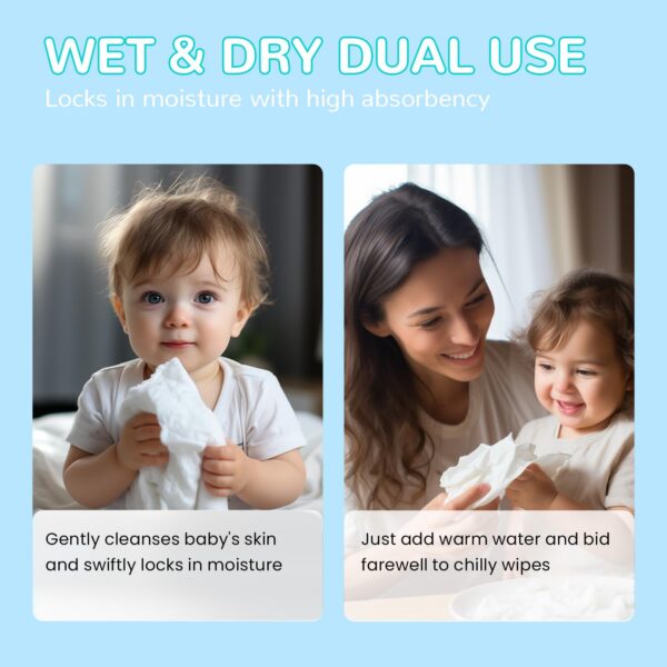 HAPPY BUM Dry Baby Wipes, Large Baby Wipes, Unscented Tissue...