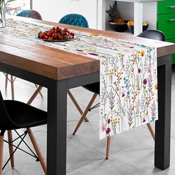 Watercolor Wild Flowers Table Runner, Seasonal Summer Holida...