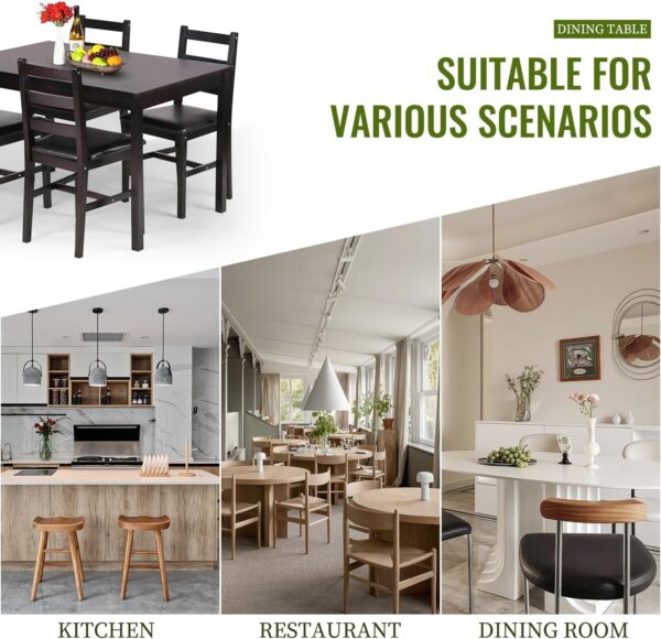 FDW | 5-Piece Solid Wood Dining Table Set for 4 | Pine Kitch...
