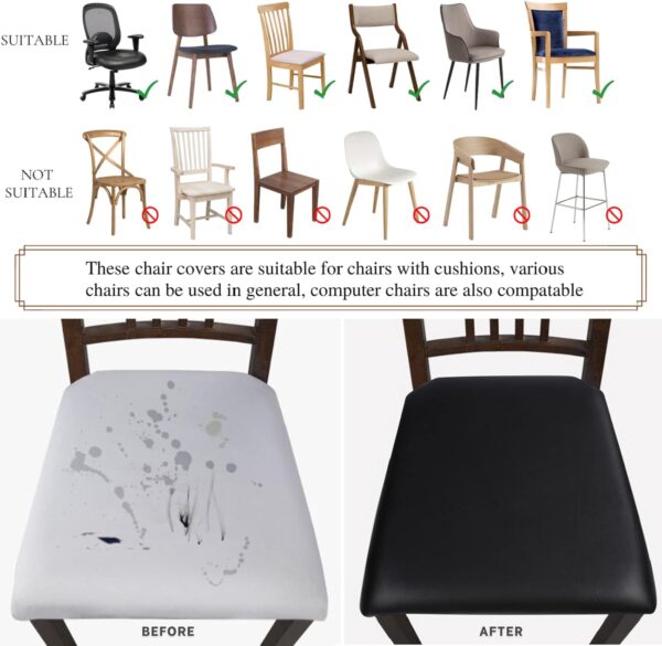 SearchI Waterproof PU Leather Seat Covers for Dining Chairs,...