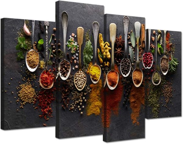 iHAPPYWALL Kitchen Pictures Wall Decor 4 Pieces Couful Spice...