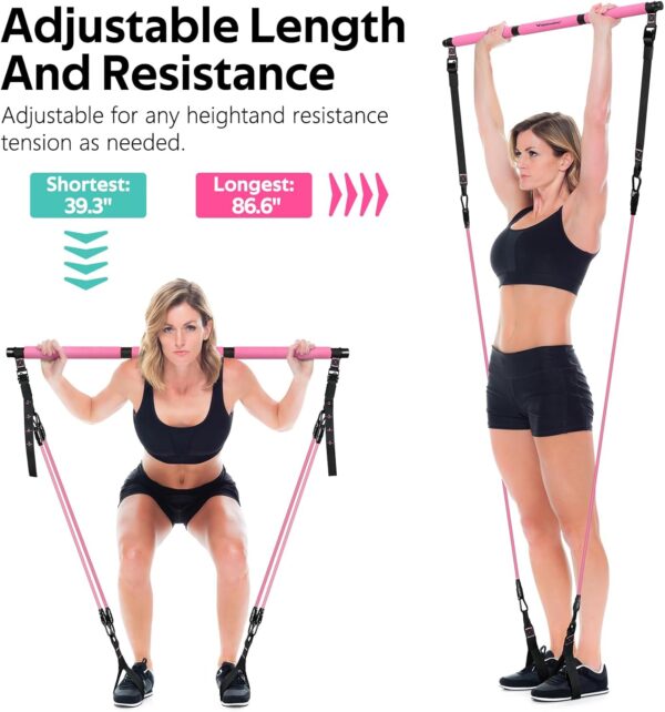Pilates Bar Kit with Resistance Bands, Multifunctional Pilat...
