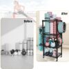 Home Gym Storage, 3 Tiers Workout Equipment Organizer with W...