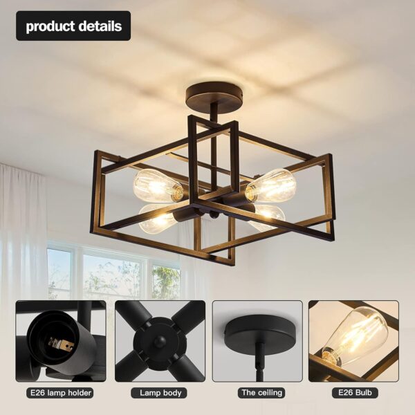 ZGLAOJT 4-Lights Close to Ceiling Light，Black Light Fixture ...
