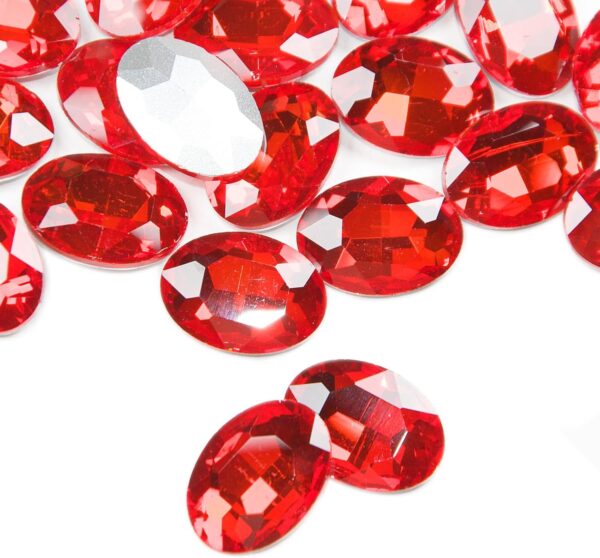 Red Glass Rhinestones, 50Pcs Flat Back Rhinestones Bulk, 18x...