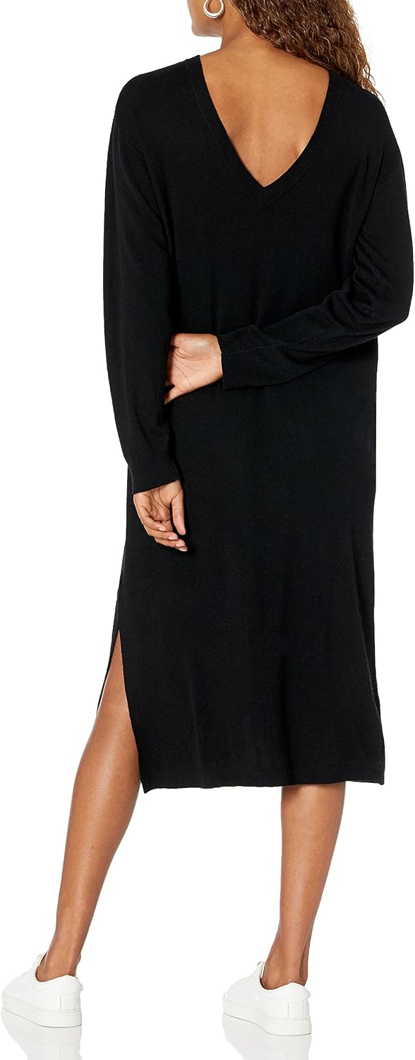 The Drop Women's Suki Rib Midi V-Back Dress