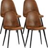 FurnitureR Dining Chairs Set of 4 Comfortable Upholstered Fa...