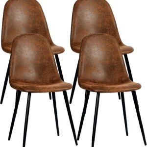 FurnitureR Dining Chairs Set of 4 Comfortable Upholstered Fa...