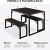 SHA CERLIN Kitchen Dining Table Set for 4 with Benches, Rust...
