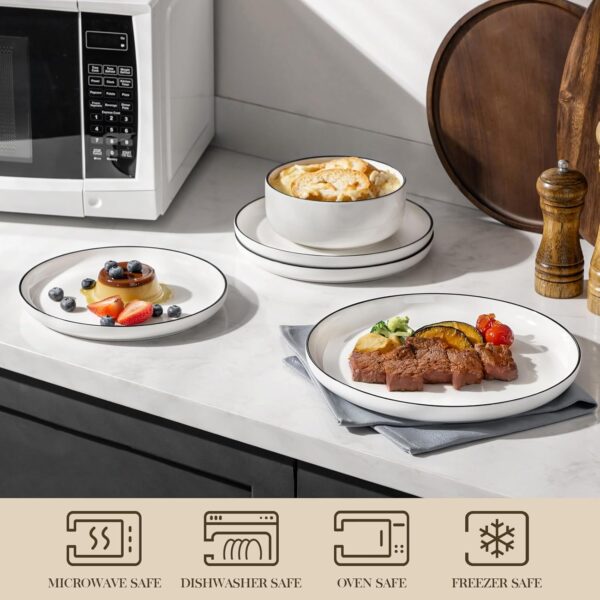 MALACASA Plates and Bowls Sets, 12 Pieces Modern Porcelain D...