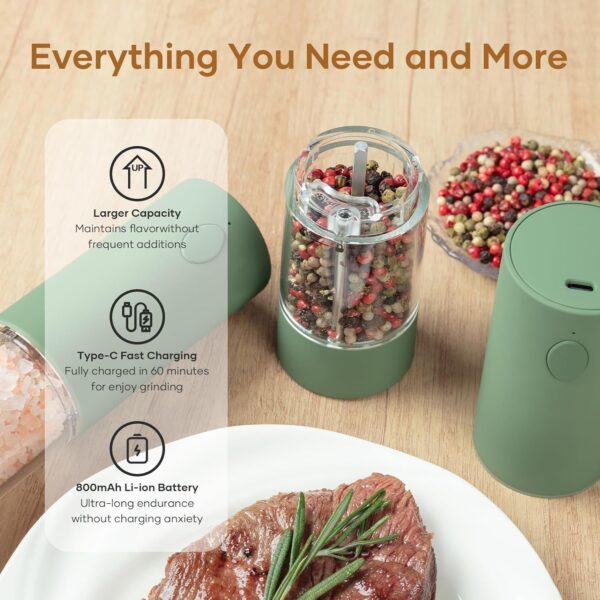 Electric Salt & Pepper Grinder Set (2 Pack) – USB Rechargeab...