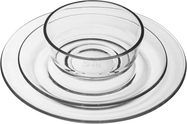 12pc Glass Dinnerware Set - Sleek Round Clear Glass Plate an...
