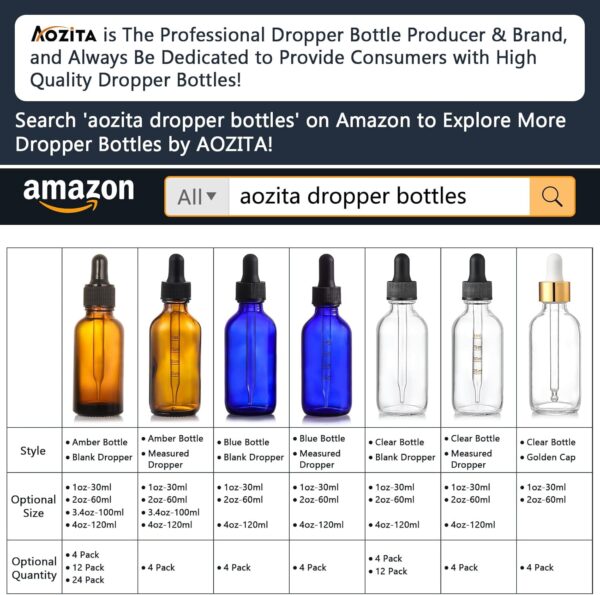 AOZITA 4 Pack, 2 oz Dropper Bottles with 1 Funnel & 4 Labels...