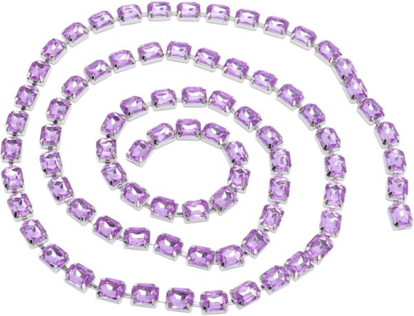 Rhinestone Trim Chain 8x10mm Light Purple Rectangle Decor Ac...